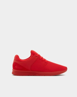 Red technical fabric sneakers